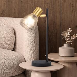 Näve Stolní lampa Lindita, sklo, kouřově šedá, E14, otočná, Hliník / šedá / zinek, Obývací pokoj / jídelna, Sklo