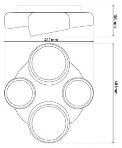 Näve LED stropní svítidlo Eliora, 4-fázové, bílé, dálkové ovládání, stmívatelný, Bílá / opál, Obývací pokoj / jídelna, kov, Moderní