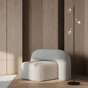 Näve Stojací lampa Lindita, 3 žárovky, sklo, železo, kouřově šedá, E14, Hliník / šedá / zinek, Obývací pokoj / jídelna, Sklo
