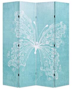Skládací paraván 160 x 170 cm motýl modrý