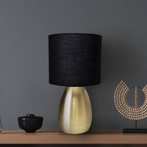 Stolní lampa Aurum, textilní stínidlo, černá/zlatá