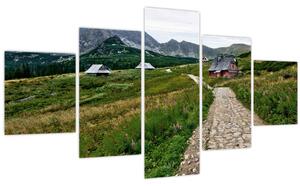 Obraz - Horská krajina s domečky (125x70 cm)