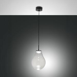 Fabas Luce Závěsné světlo LED Noa, čiré, sklo, Ø 25 cm, stmívatelné, stmívatelný, Čirá / transparetní, Obývací pokoj / jídelna, Sklo, Moderní