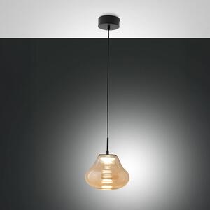 Fabas Luce LED závěsné světlo Deva, jantarová, sklo, Ø 25 cm, stmívatelné, stmívatelný, Krémová / jantar, Obývací pokoj / jídelna, Sklo, Moderní
