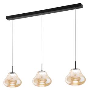 Fabas Luce LED závěsné světlo Deva, 3-ramenné, 115 cm, jantarová, stmívatelné, stmívatelný, Krémová / jantar, Obývací pokoj / jídelna, Sklo, Moderní