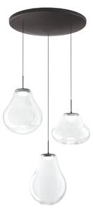 Fabas Luce Závěsné světlo LED Deva, 3-bodové, Ø 50 cm, čiré, stmívatelné, stmívatelný, Čirá / transparetní, Obývací pokoj / jídelna, Sklo, Moderní
