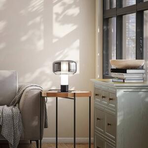 Fabas Luce Stolní lampa Flick, kouřově šedá, sklo, 28 cm, stmívatelné, E14, stmívatelný, Hliník / šedá / zinek, Obývací pokoj / jídelna, Sklo, Moderní