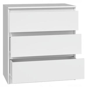 1x TOPESHOP Komoda 3 zásuvky MALWA 70x75x40 cm Barva BÍLÝ LESK