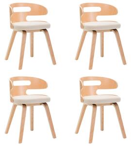 Jídelní židle 4 ks krémové ohýbané dřevo a umělá kůže