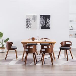 Jídelní židle 6 ks tmavě šedé ohýbané dřevo a textil