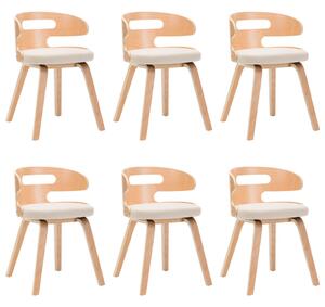Jídelní židle 6 ks krémové ohýbané dřevo a umělá kůže