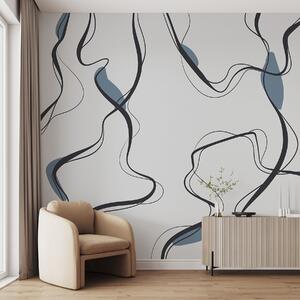 Fototapety Umělecká kresba tuší, abstraktní vzor, geometrické linie, šedá a modrá barva, Fototapety abstraktní, u99659 : uwalls.cz
