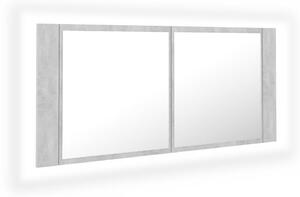 LED koupelnová skřínka se zrcadlem betonově šedá 100x12x45 cm