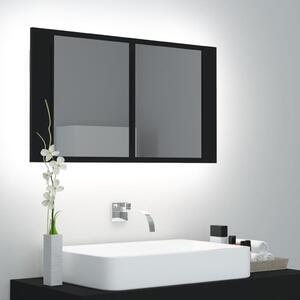 LED koupelnová skřínka se zrcadlem černá 80 x 12 x 45 cm