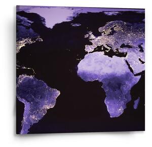 Sablio Obraz Světelná mapa světa - 50x50 cm