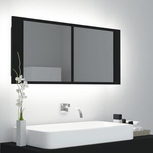 LED koupelnová skřínka se zrcadlem černá 100 x 12 x 45 cm