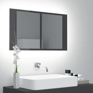 LED koupelnová skříňka se zrcadlem lesklá šedá 80 x 12 x 45 cm