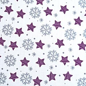 Vánoční běhoun v metráži - Hvězdičky a vločky – bílo/fialový 38 pouze střih