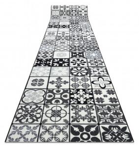 Protišmykový behúň AZULEJO PATCHWORK lisabonský obklad - sivý / čierny - Výprodej