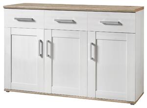 ŠIROKÁ KOMODA, bílá, barvy modřínu, 140/88/45 cm Xora - Široké komody