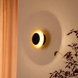 Nástěnné svítidlo Lindby LED Tiama, kov, černá/zlatá, Ø 20 cm