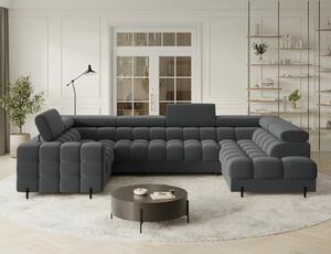 Designová sedací souprava do U KALANI - tmavě šedá, pravé provedení
