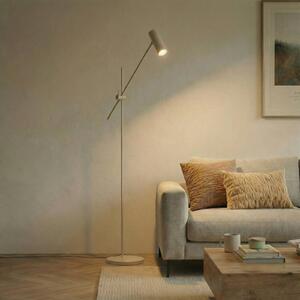 Lindby Stojací lampa Vilo, béžová, 153 cm, GU10, s nastavitelným ramenem, Krémová / jantar, Obývací pokoj / jídelna, kov, Skandinávský