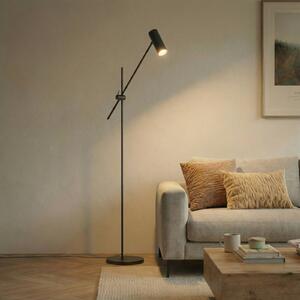 Lindby Stojací lampa Vilo, černá, 153 cm, GU10, s nastavitelným ramenem, Černá, Obývací pokoj / jídelna, kov, Skandinávský