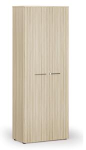 Kancelářská skříň s dveřmi PRIMO WOOD, 800 x 420 x 2128 mm, dub přírodní