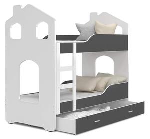 AJK - meble Patrová postel Domek Dominik s šuplíkem 160 x 80 cm + rošt ZDARMA