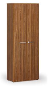 Kancelářská skříň s dveřmi PRIMO WOOD, 800 x 420 x 2128 mm, ořech