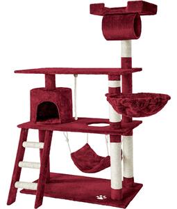 Tectake Kočičí škrabadlo Marcel 141cm - vínová