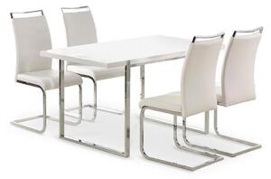 Jídelní stůl Lion - 140x80x75 cm (bílá/stříbrná)