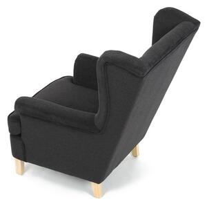 Relaxační křeslo ušák MAVEN — masiv, látka, přírodní / černá