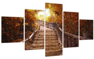 Obraz - Schody v přírodě na podzim (125x70 cm)