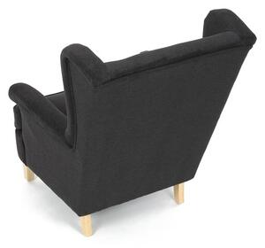 Relaxační křeslo ušák MAVEN — masiv, látka, přírodní / černá