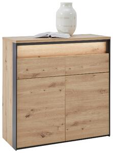 KOMODA, černá, dub artisan, 88/88/38 cm Voleo - Široké komody