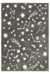 Makro Abra Dětský kusový koberec Lima 9572A Večerní Nebe Vesmír Hvězdy šedý krémový Rozměr: 120x170 cm
