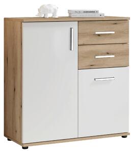 KOMODA, bílá, barvy dubu, 80/84/35 cm MID.YOU - Šuplíkové komody, Online Only