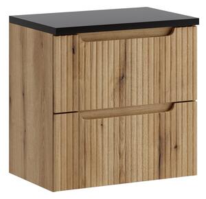 Comad Závěsná skříňka pod umyvadlo Nova s deskou 60 cm dub coast evoke/černá