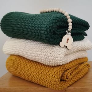 Drevko Pletená deka z bavlny - medová