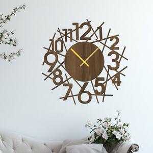 Dřevo života | Nástěnné hodiny NUMERO Zvolte barvu dekoru: Ořech | Velikost hodin: 35x35 | Barva ručiček: Zlaté