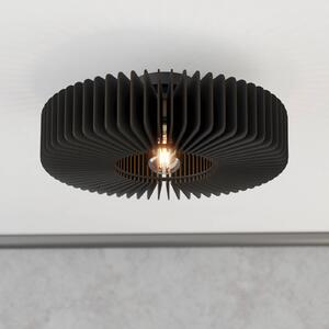 EGLO Stropní světlo Palombaia, černé, Ø 50 cm, ocel/dřevo, E27, stmívatelný, Černá, kov