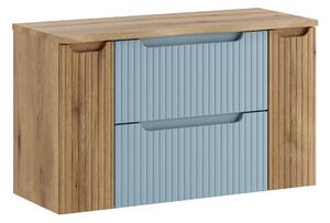 Comad Závěsná skříňka pod umyvadlo Nova Denim s deskou 100 cm modrá/dub coast evoke