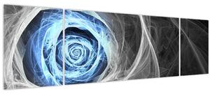Obraz - Abstraktní růže modrá (170x50 cm)
