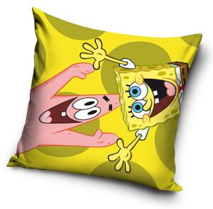 Povlak na polštářek 40x40 cm - Sponge Bob a Patrik žlutý