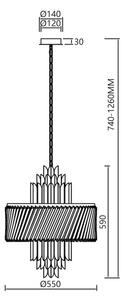 Lustr na řetězu MARGOT 9xE14/40W/230V pr. 55 cm zlatá
