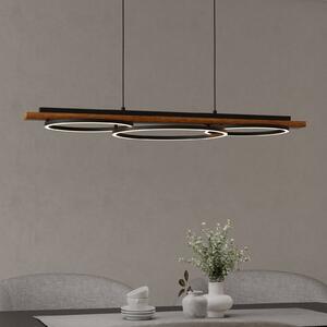 EGLO Závěsné svítidlo Boyal LED, hnědá barva, délka 101 cm, dřevo, 3 světla., Tmavé dřevo, Obývací pokoj / jídelna, Dřevo