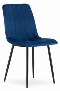 Sada 4 modrých sametových židlí LAVA