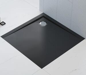 Polimat Perrito Black čtvercová sprchová vanička, litý mramor Rozměr vaničky: 80x80cm